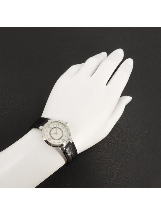 Louis Vuitton Tambour Watch Diamond Silver Quartz